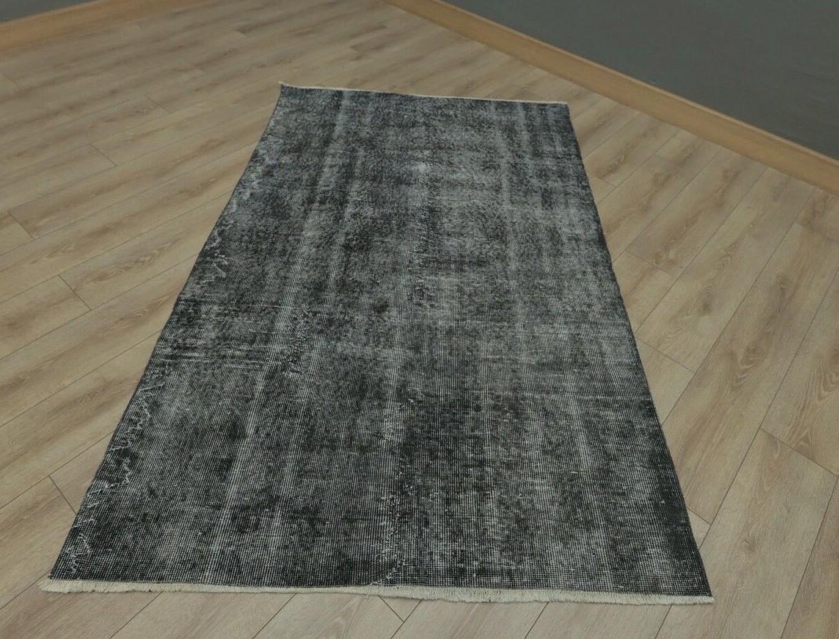 Sparta Gray Accent Rug Traditional Vintage Handwoven Overdyed Wool Carpet 4x7 ft gallery
