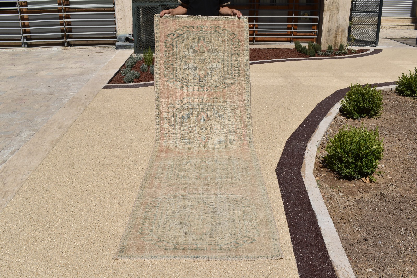 Turkish Rug 3x9 ft Oushak Rug Runner Vintage Wool Hallway Stairs Rug 95x295cm gallery