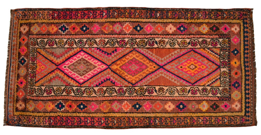 Antique Turkish Rug Hand made Natural Dyes Wool Area Rug 3.5 x 7.1 ft