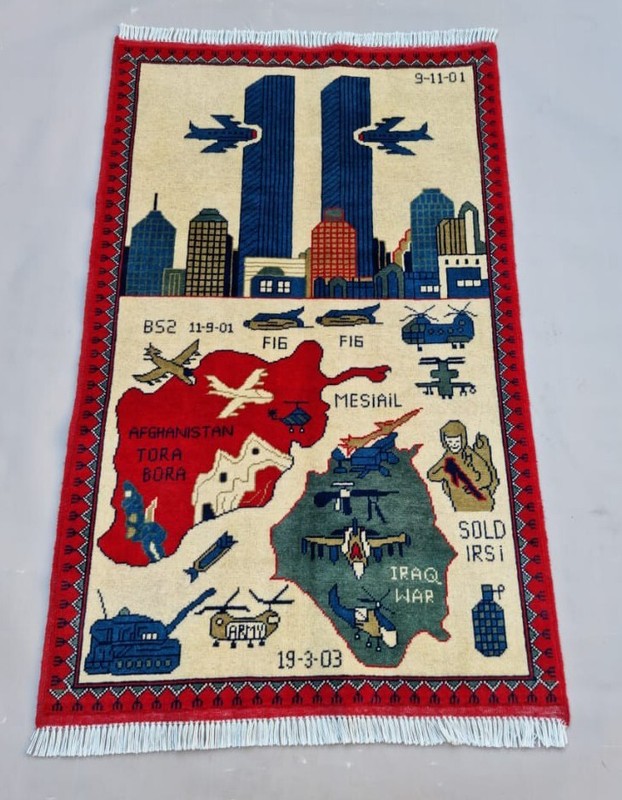 A Beautifully Handmade Afghan war Rug Rare Design Great Quality 133X 80 Cm gallery