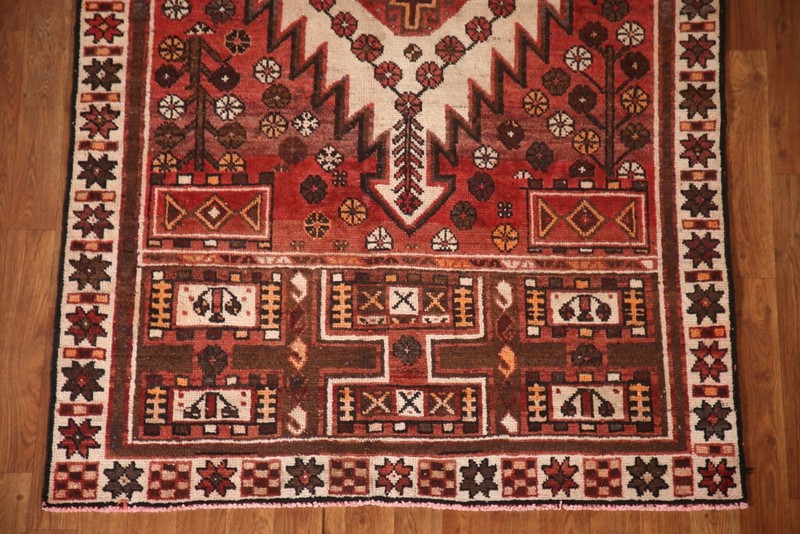 Vintage Traditional Geometric Red/ Ivory Area Rug 4'x7' Wool Hand-knotted Carpet gallery