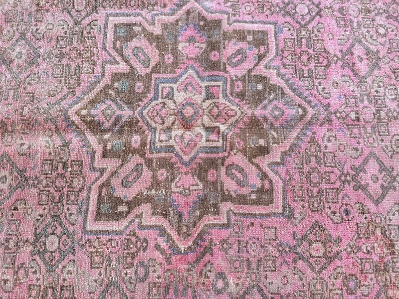 Antique Turkish Wool Carpet Area Rug 100 Years Old 4.8x7 Ft Pink Faded Rose gallery