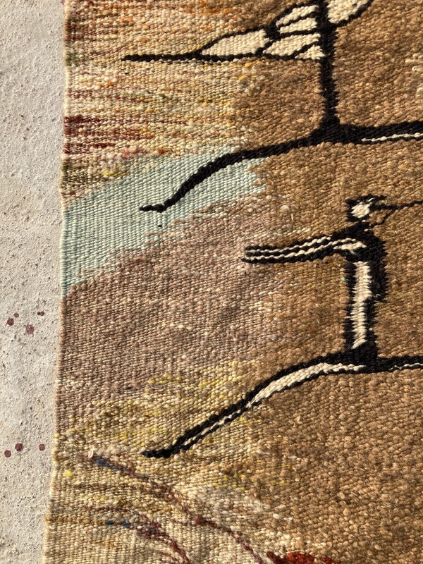 Vintage Traditional Handmade Mohair Afican Folk Floor Wool Tapertry Rug 84x65 cm gallery