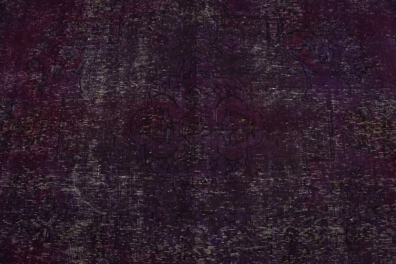 Vintage Overdyed 8’5” x 10’10” Purple Distressed Wool Hand-Knotted Oriental Rug gallery