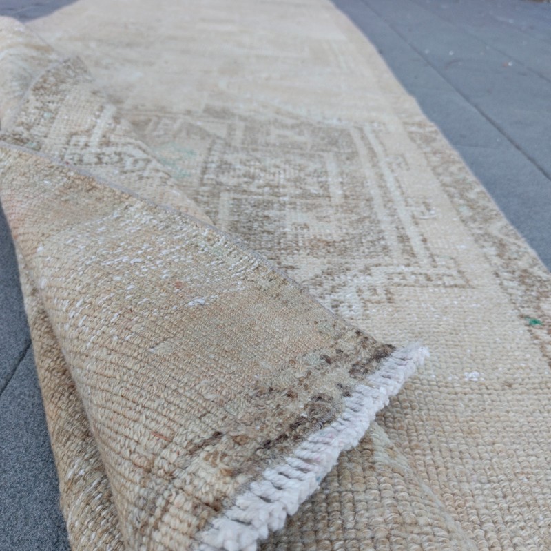Neutral 3x10 Turkish kitchen rug 3.05 x 10.17 ft Vintage 93 x 310 cm Runner Rug gallery