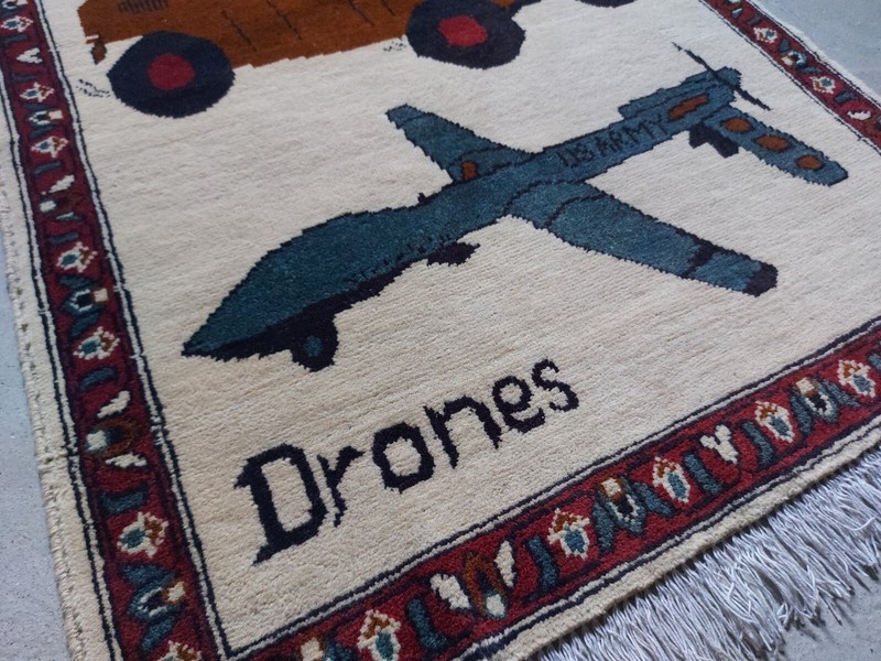 war rug Large Afghan Rug 122x77 CM Drones #36 gallery