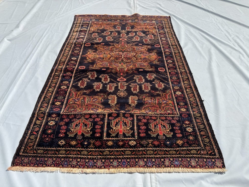3x5 Afghan Hand Knotted Baluchi Wool Rug Vintage Medallion Oriental Area Carpet