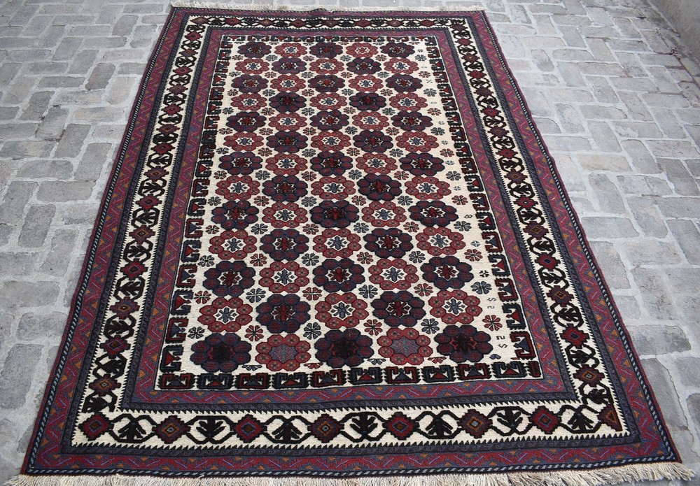 6'6 x 9'3 Handmade vintage afghan tribal berjesta area rug, Unique wool rug 6x9