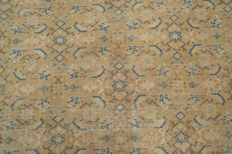 Antique Muted Gold Wool Vegetable Dye Traditional Handmade Room Size Rug 9x13 gallery