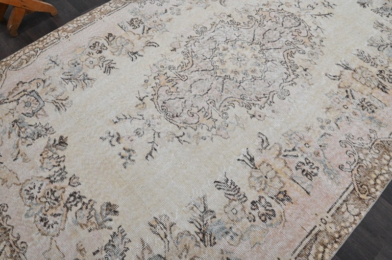 Oushak Turkish Vintage Rug 6x9 Kilim Rug Anatolian Handmade Boho Decor BEIGE gallery