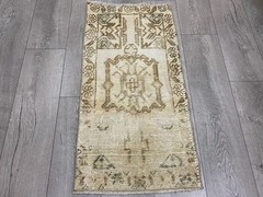 Turkish mini rug, Muted rug, Brown rug, Vintage rug, Small rug, 1.5×3.0 ft
