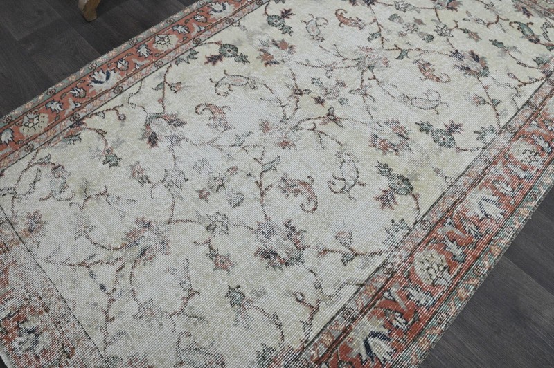 Oushak Turkish Vintage Rug 4x6 Kilim Rug Anatolian Handmade Boho Decor BEIGE gallery