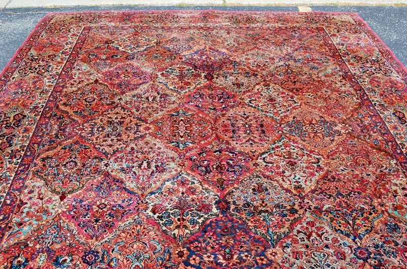 ANTIQUE EARLY KARASTAN KIRMAN MULTI_COLOR PANEL PATTERN #717 RUG CARPET 8'8"X12' gallery