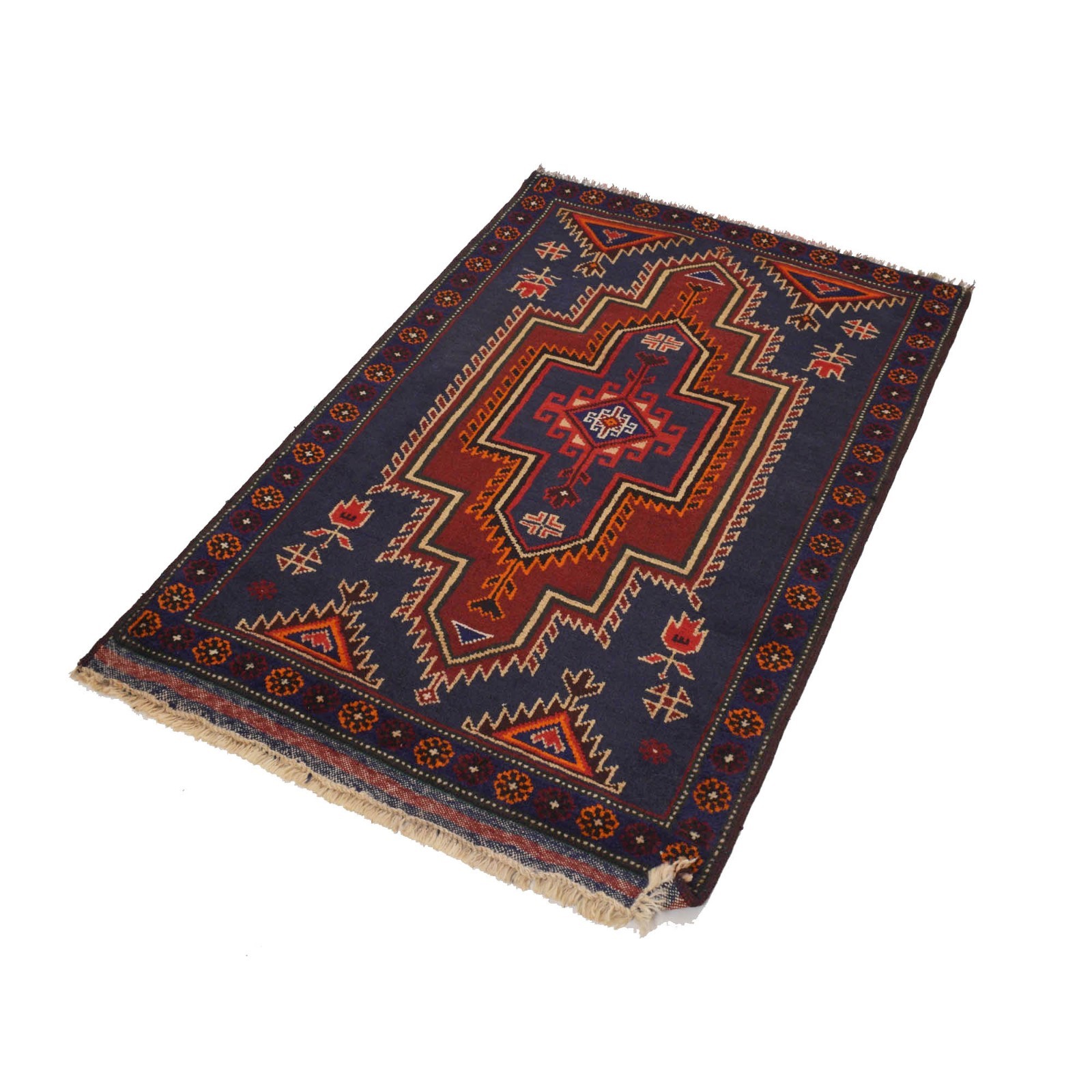 Handmade Balochi Rug Afghan Wool Carpet 4x2.6 ft gallery