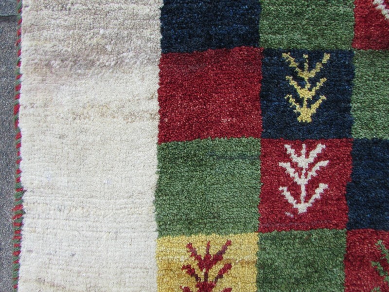 Vintage Traditional Hand Made Oriental Gabbe Wool Cream Red Small Rug 158x106cm gallery