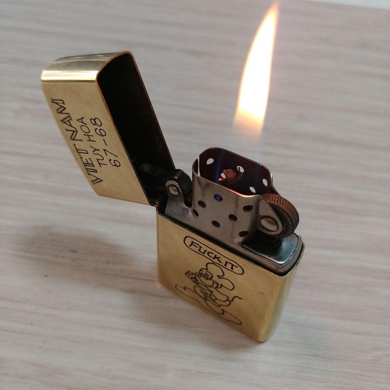 Zippo Vietnam War 67-68 Tuy Hoa Mickey Mouse Brass Lighter Vintage from Japan gallery