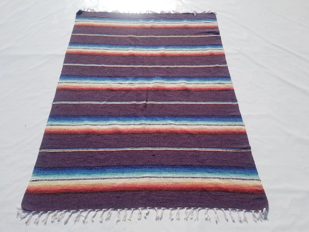 Vintage Traditional Handmade Mexican Saltillo Serape Wool Multi Kilim 6.1x4.4ft