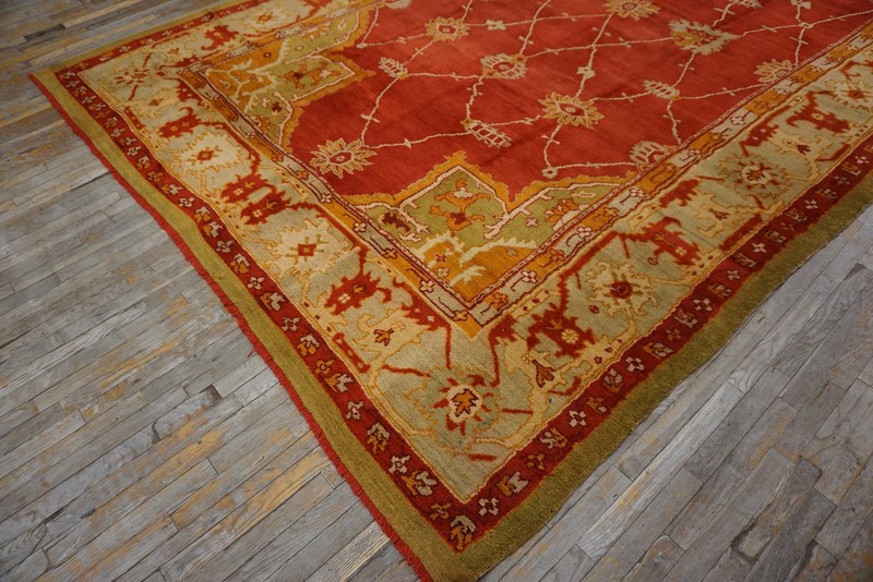 9'x21' Large Scale Arts and Crafts Design Antique Red Turkish Oushak Rug gallery