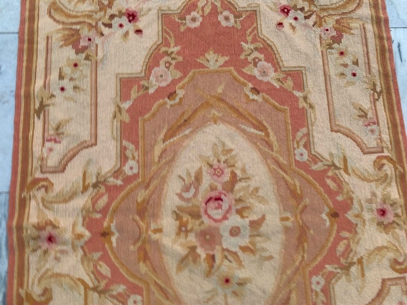 Vintage Handmade Aubusson: French Style Chain-Stitch, Needlepoint Rug 2x4 ft gallery