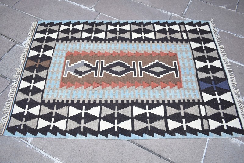 Vintage Turkish Rug 42'' x 63'' Flat Woven Kayseri Rug Home Decor Wool Rug gallery