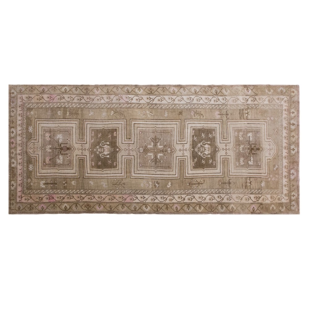 195x400 cm Kurdish Kars Runner Rug – Large Vintage Rug – 6'4" × 13'1"