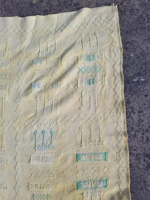 Distressed Vintage Traditional Handmade Moroccan Wool Kilim 7.5x4.3 ft gallery