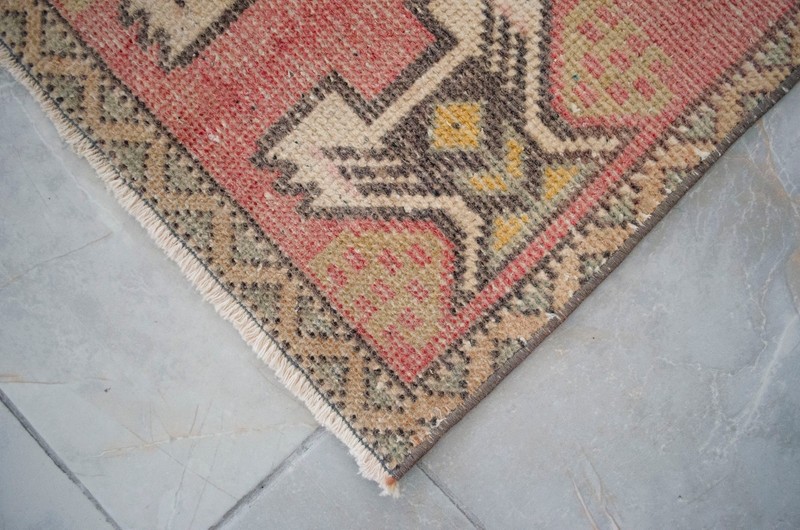 Vintage Small Rug Hand Knotted Turkish Oushak Rug Doormat Entry Decor 1'7"x3'3' gallery