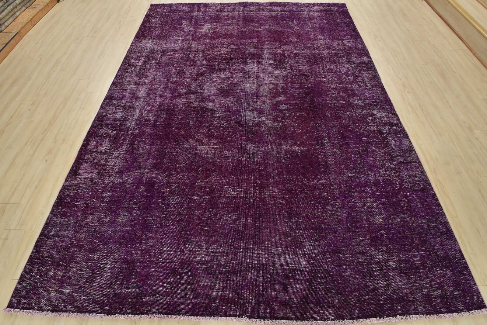 Vintage Overdyed 7’10” x 10’9” Purple Distressed Wool Hand-Knotted Oriental Rug gallery