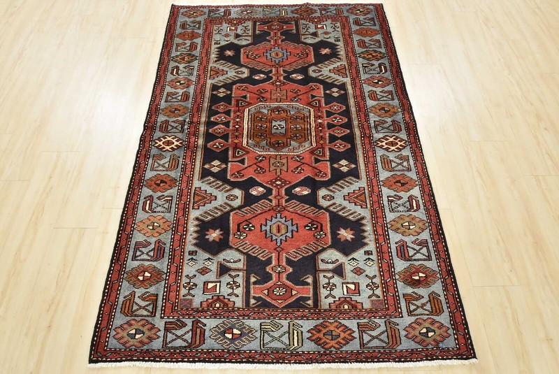 Vintage Tribal Oriental 4’5” x 6’8” Blue Wool Traditional Hand-Knotted Area Rug gallery