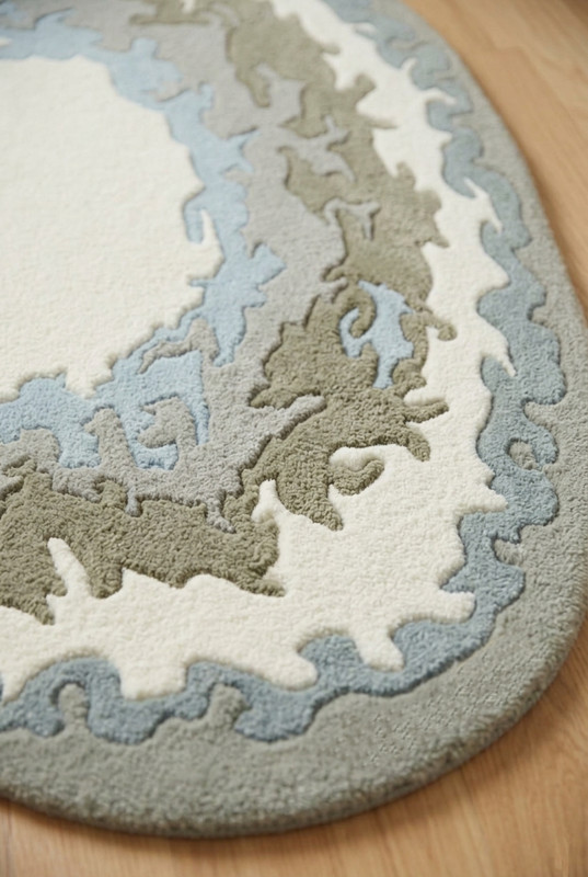 Mordern Abstract Irregular odd shape unique Wollen Designer Tufted area rug gallery