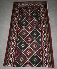 VTG Wool Rug 93 x 24″ Native American Southwestern Crewel NM Handwoven