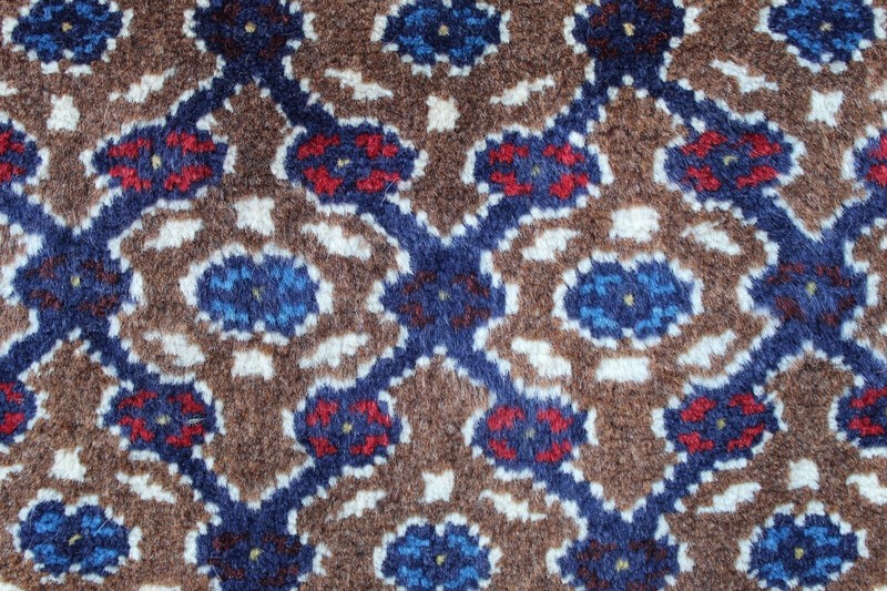 Vintage Hand Made Traditional Oriental Wool Brown Blue Long Runner 287x98cm gallery