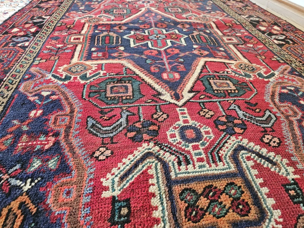 4.2 x 6.5 ANTIQUE KAZAK VINTAGE HERIZ RUG CAUCASIAN SERAPI OUSHAK SHIRVAN KULA