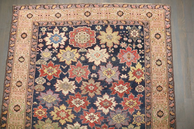 Antique Caucasian Shirvan Snowflake Dated Kuba Rug Size 4'x5' gallery