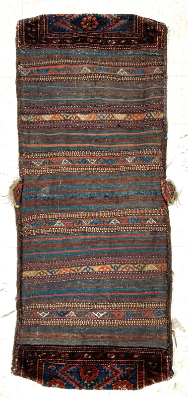 Antique Farahan Saddle Bag 2x4 Double Bagface Tribal Hand Knotted Wool Rug 1900s gallery