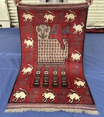 Vintage Pictorial Tribal Belouch Nomadic Herati Wall Hang Capet