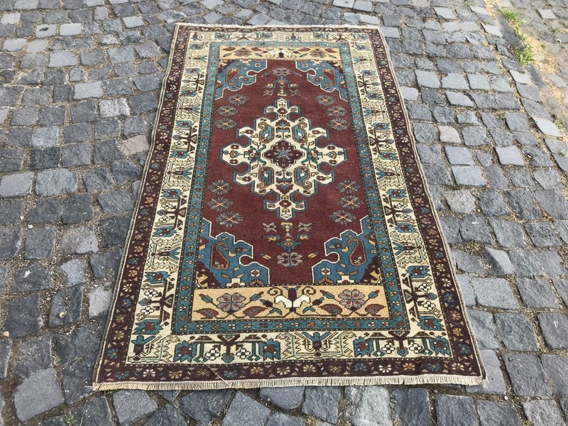 Handmade Wool Rug, Bohemian Area Rug, Turkish Vintage Rug, Home Decor, 3,2x5,5ft gallery