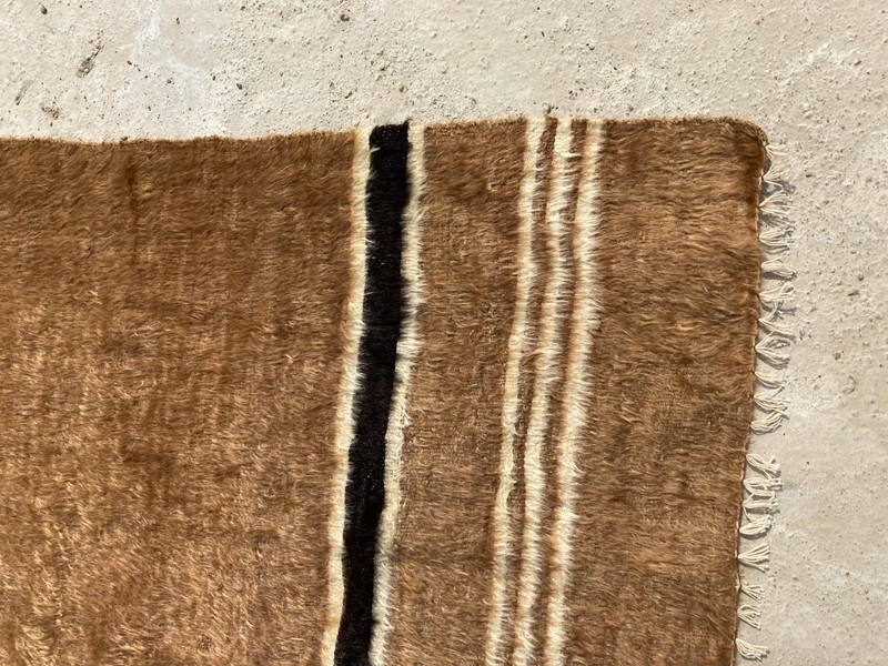Vintage Handmade Turkish Anatolian Siirt Wool Kilim Shaggy Rug 185x127 cm gallery