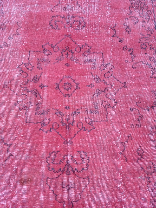 Turkish Rug 64"x108" Hand Woven, Overdyed Isparta Carpet Red gallery