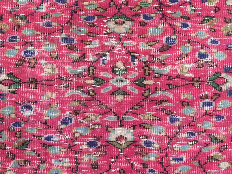 Vintage Turkish Rug, Pink Oushak Rug, Floor Carpet Handmade Wool Rugs 74"X112" gallery