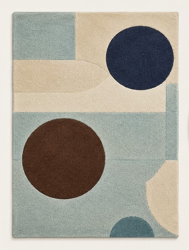 Modern Geometric Wool Area Rug Soft Plush Contemporary for Office & Home Decor gallery