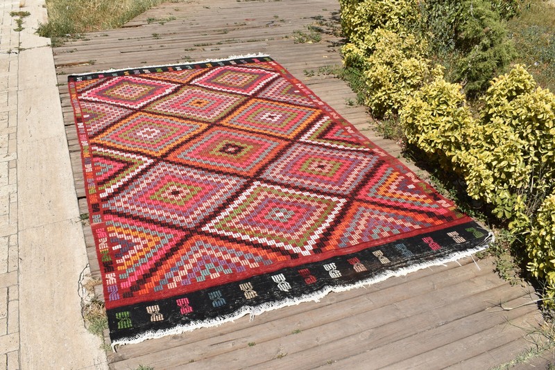 Turkish Kilim 6x10 Size Handmade Adana Wool Multicolor Cicim Tent Rug 192x310cm gallery