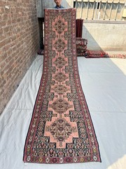 90 x 362 cm Stunning Vintage Super Fine Quality Senneh Knots Seven Medallion Rug