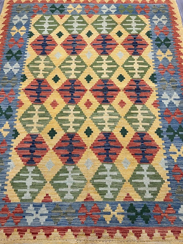 Vintage Kilim Traditional Hand Made Oriental Wool Kilim 4ftx3ft 124cmx87cm gallery