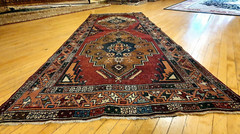 Bohemian Antique Cr1940-1950’s Wool Pile Natural Dye Oushak Area Rug 5×9ft