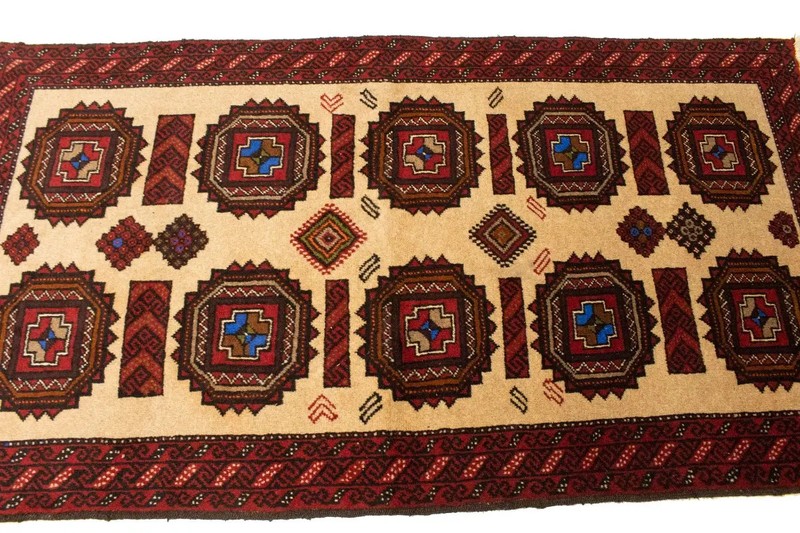 Hand-Knotted Farmhouse Oriental Rug Tribal Geometric Design Area Carpet 3X6 ft gallery