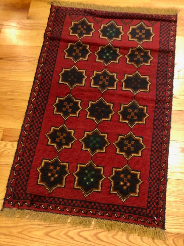 Handmade Afghan Kazakh New Tribal Accent Rug, Star Design, 100% Camel Hair, 3x4 gallery