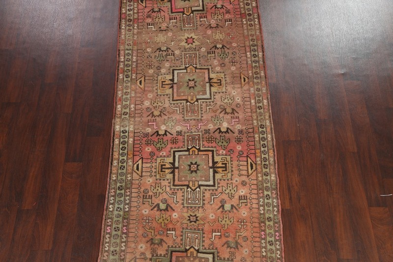 MEMORIAL DEAL Antique Traditional Tribal Geometric Runner Rug Wool Handmade 4x11 gallery