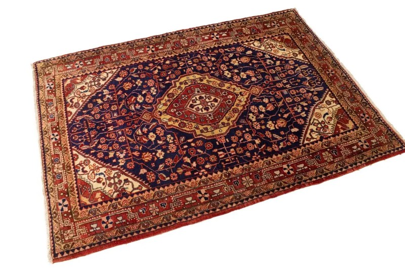 Vintage Purple-Navy Floral Style Rug Tribal Oriental Farmhouse Carpet 3'3X3'7 ft gallery
