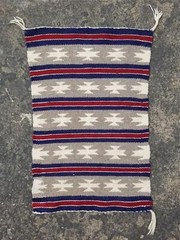 Vintage Traditional Native American Handwoven Navajo Wool Rug 60x40cm